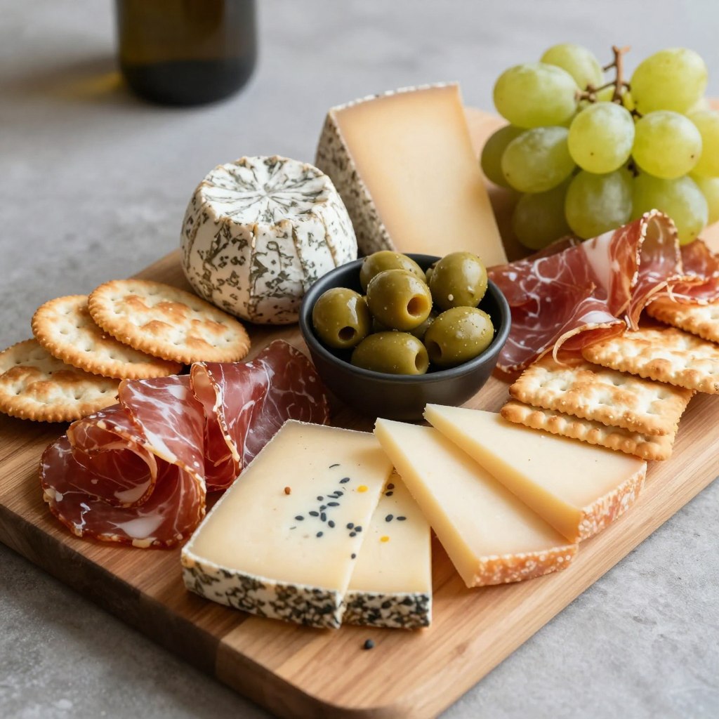 A beautifully arranged charcuterie board with store-bought elements as the 'wow' element of a lazy host party A beautifully arranged charcuterie board with store-bought elements as the 'wow' element of a lazy host party