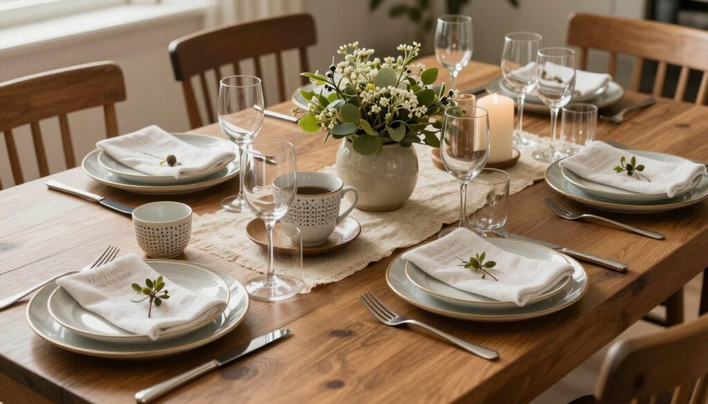 Beautifully set table with personal touches showing individual style