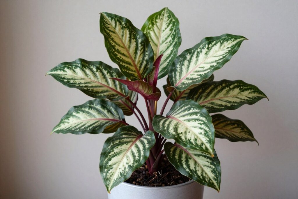 Calathea with patterned leaves that fold up at night