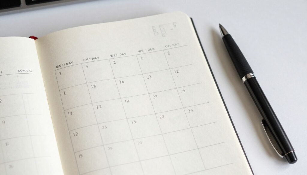 Calendar showing consistent journaling habit with checkmarks and a journal