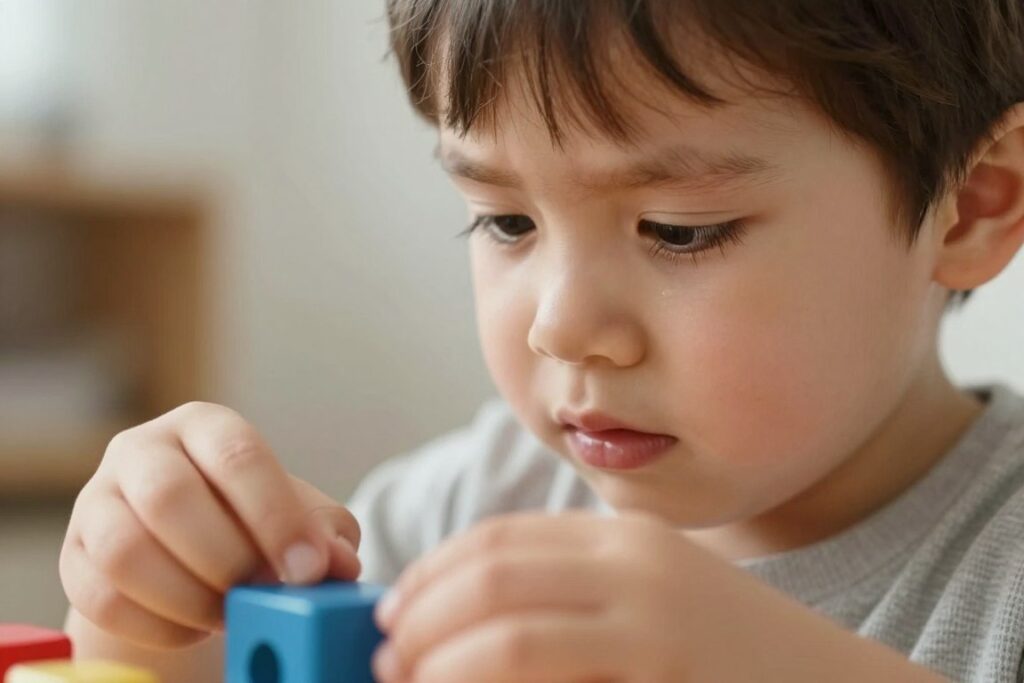 Child working through emotions during free play
