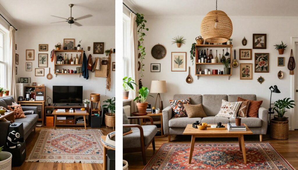 Comparison of cluttered versus curated Bohemian spaces