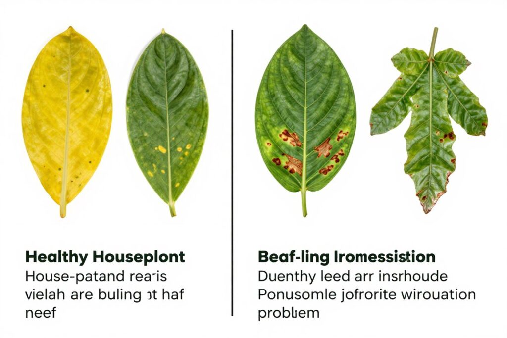 Comparison of healthy plant leaves versus common problem symptoms