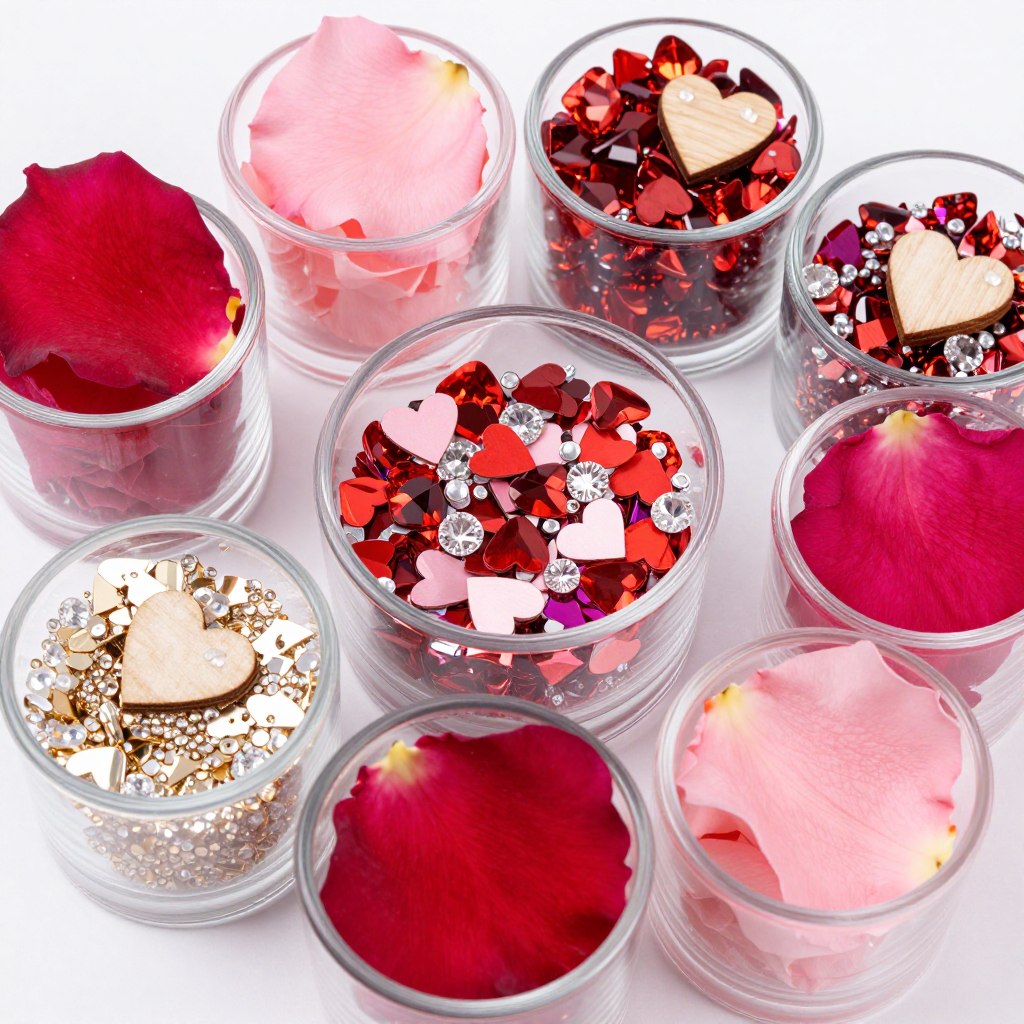 Decorative fillers for Valentine's Day centerpieces