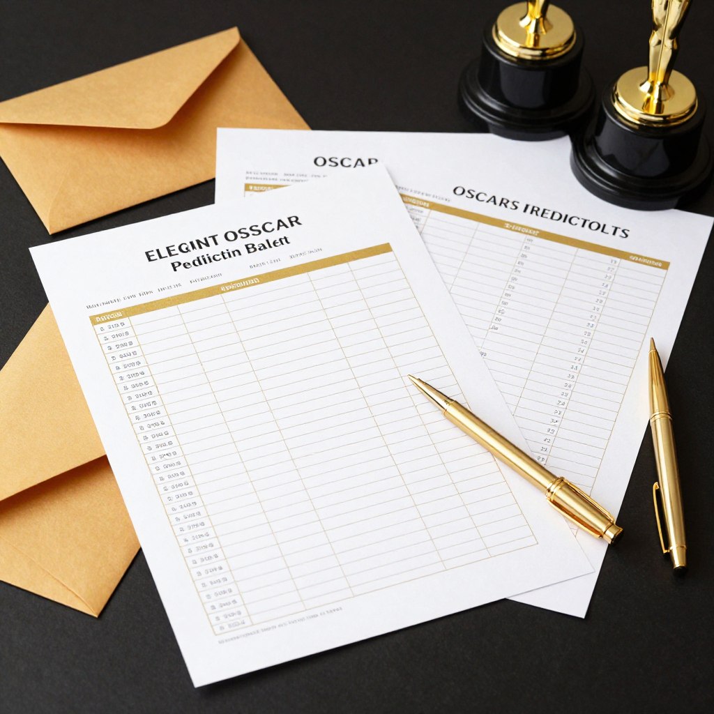 Elegant Oscar prediction ballots with gold pens