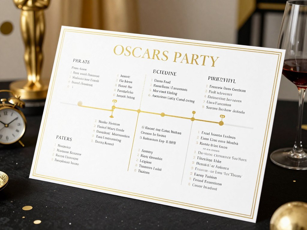 Elegant printed Oscars party timeline and schedule