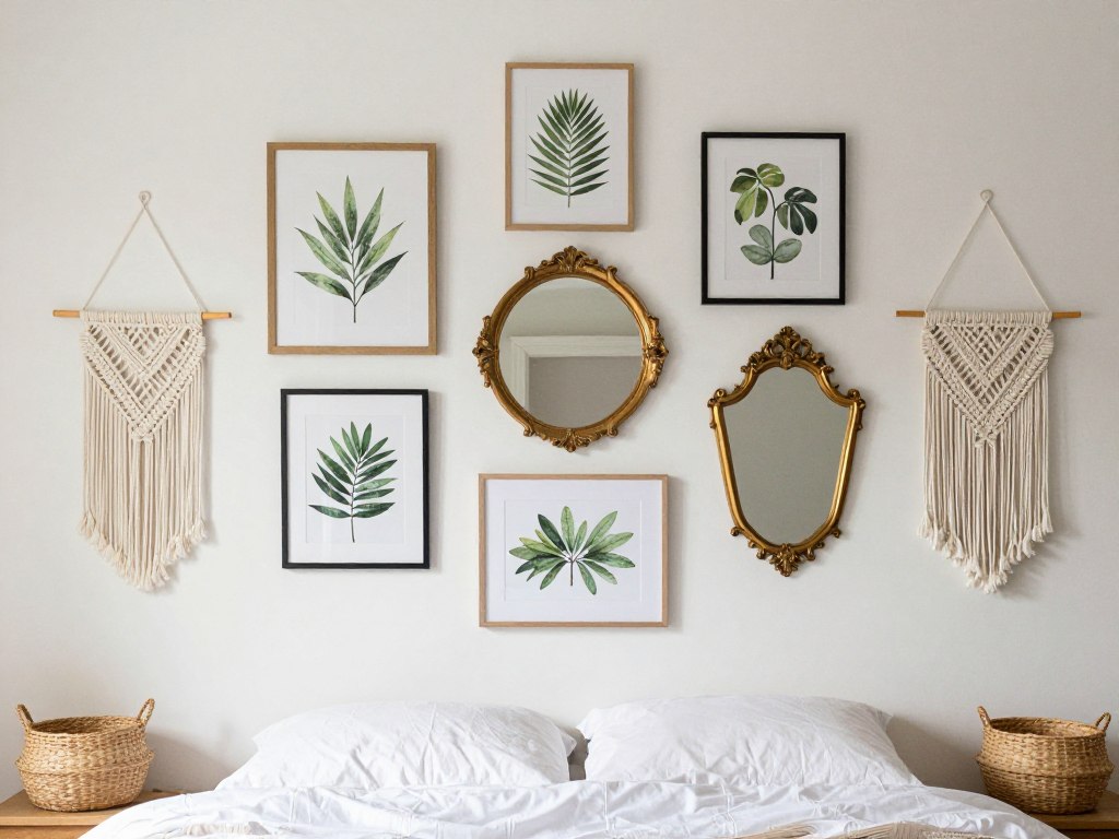 Gallery wall in an Anthropologie inspired bedroom