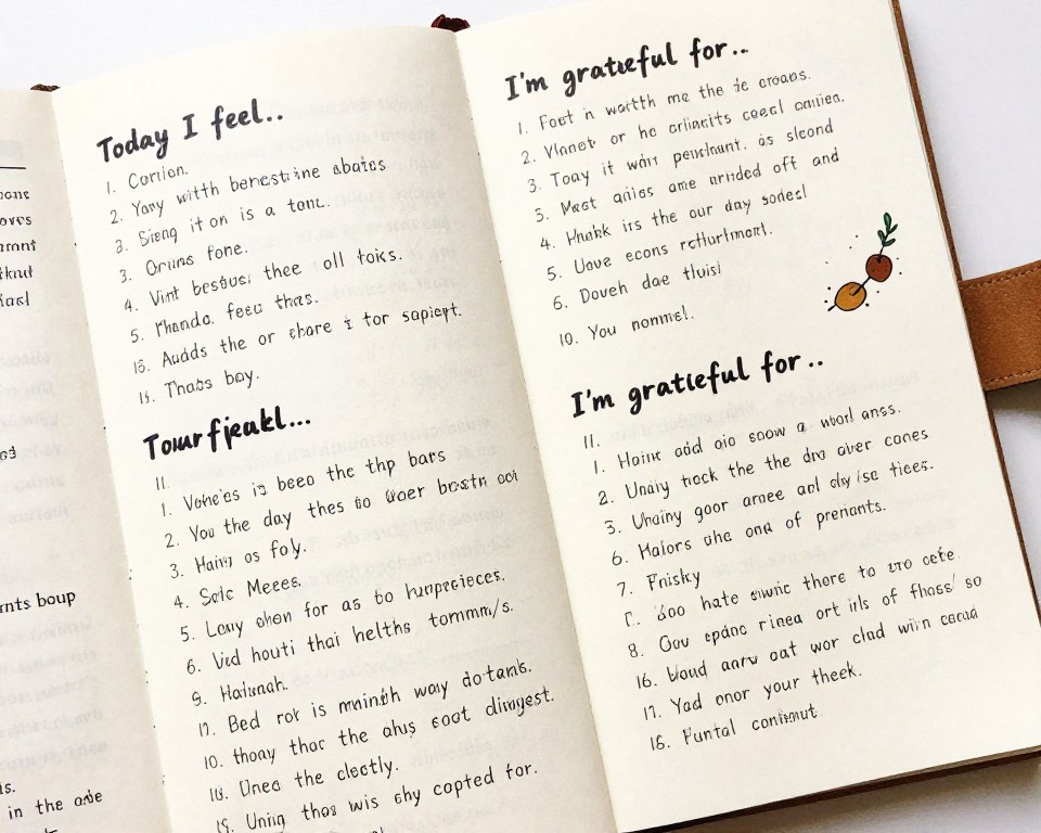 Journal page with prompts for mental health journaling