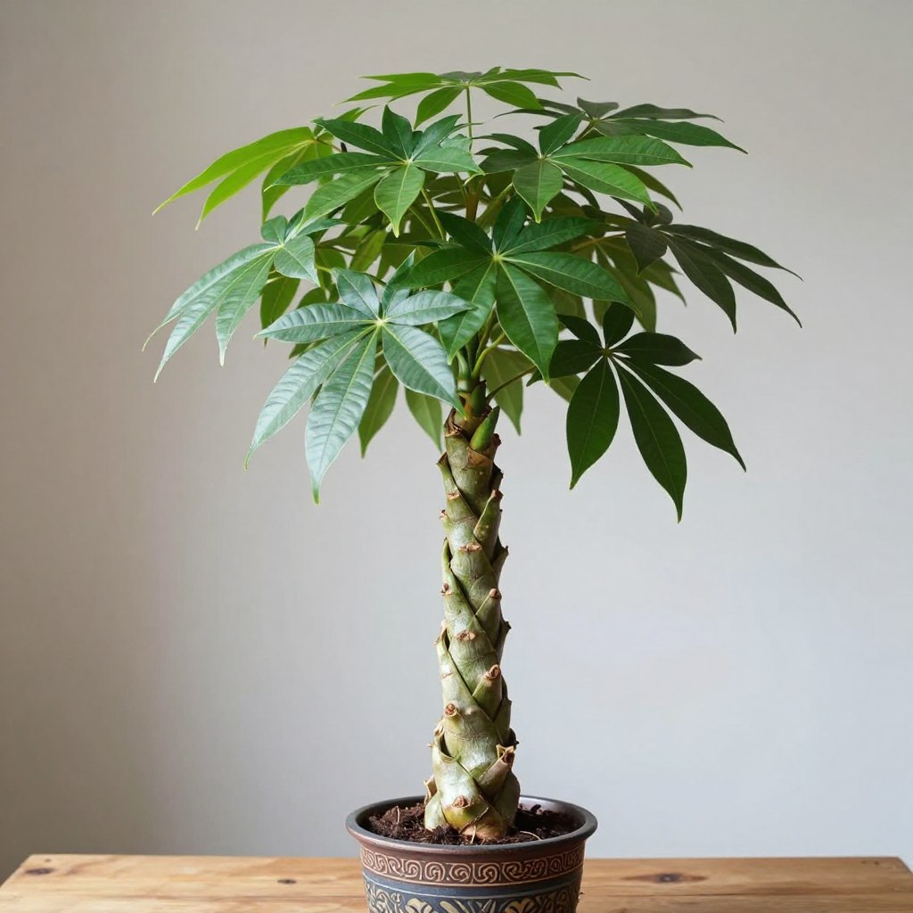 Money Tree with braided trunk and umbrella-like leaf formation