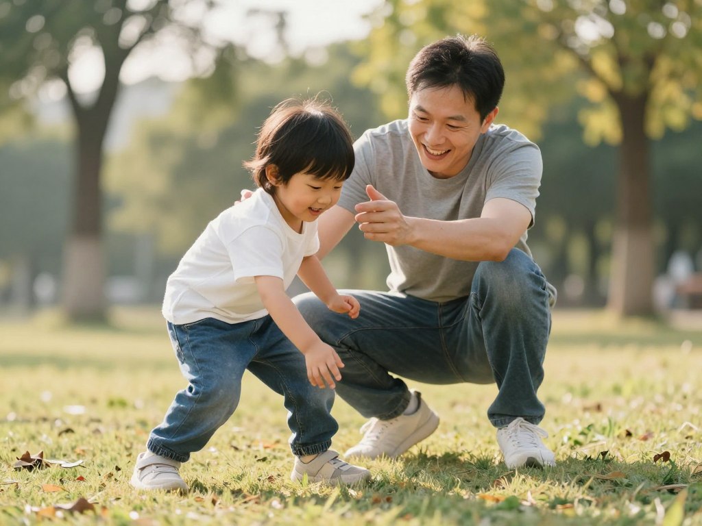 Parent and child enjoying outdoor free play together