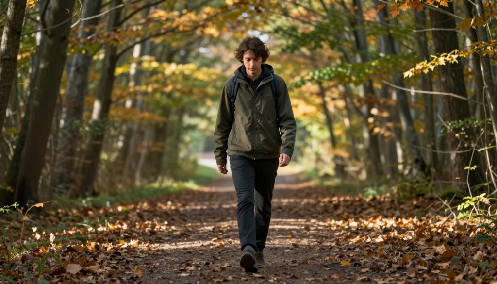 Person practicing mindful walking in nature to build steady presence