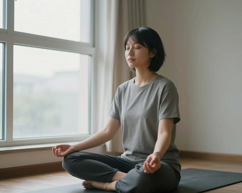 Person practicing mindfulness meditation to cultivate steady presence