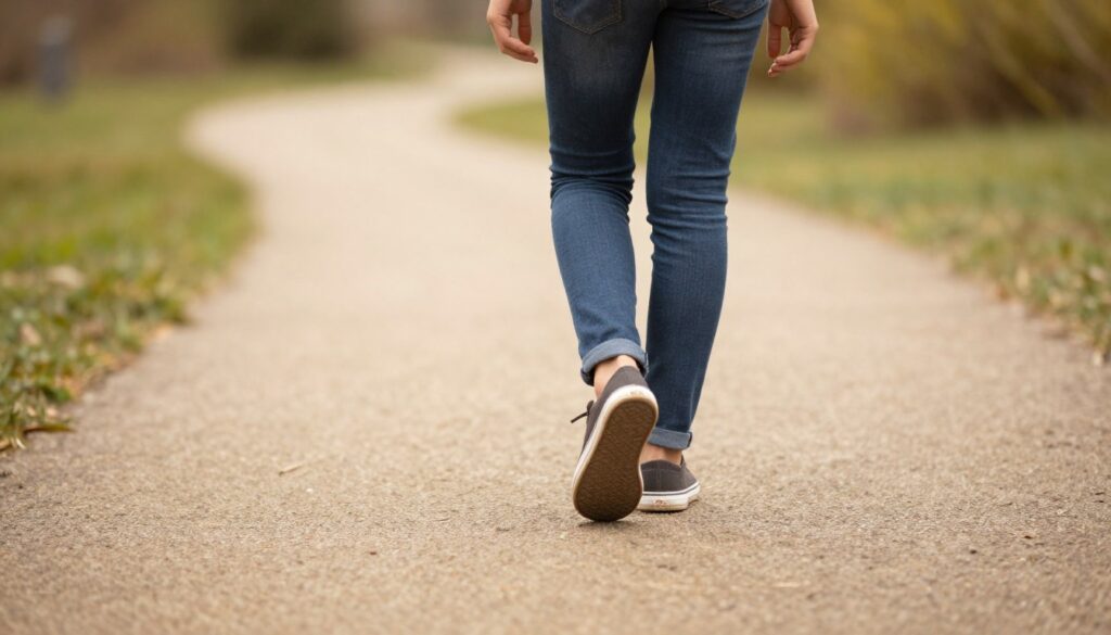 Person taking a small first step on a path, symbolizing the beginning of a financial fresh start journey
