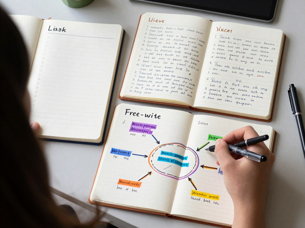 Person using different journaling techniques for mental health benefits