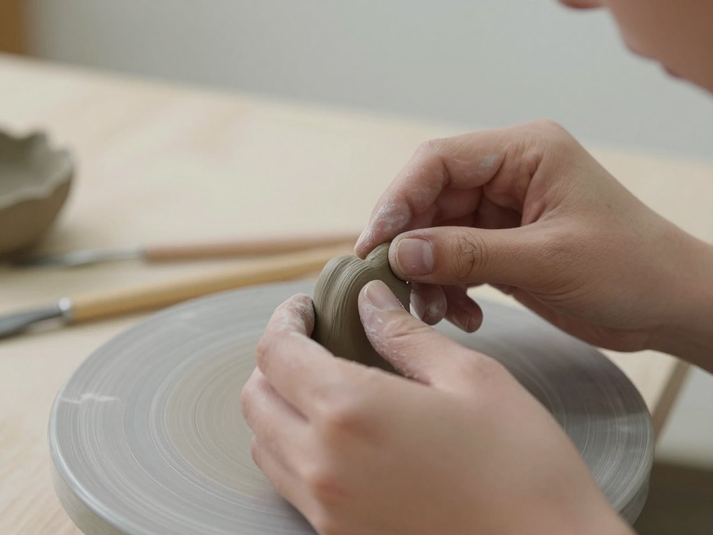 Person working with clay in art therapy session, molding a small sculpture Person working with clay in art therapy session, molding a small sculpture