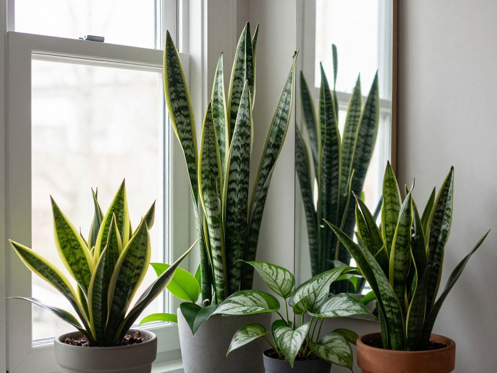 Plants arranged to maximize winter light reflection with mirrors
