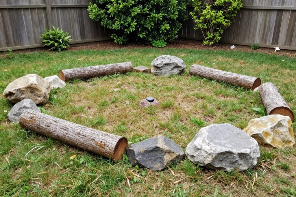 Simple backyard play space with natural elements