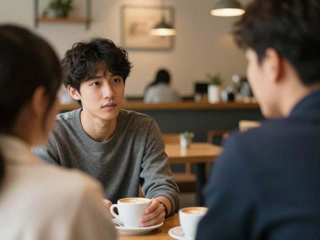 Two people in deep conversation, one listening with complete steady presence