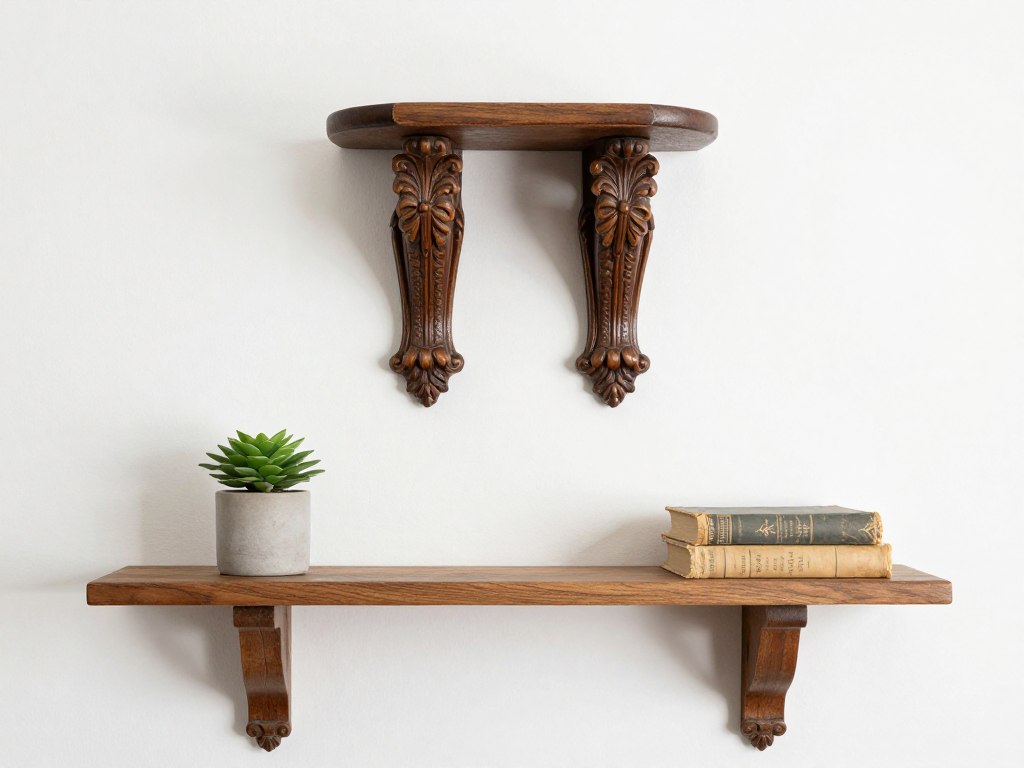 Antique corbels used as modern floating shelves