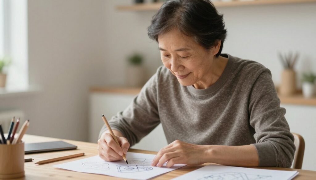 Person engaged in a creative hobby for brain health, showing focus and enjoyment