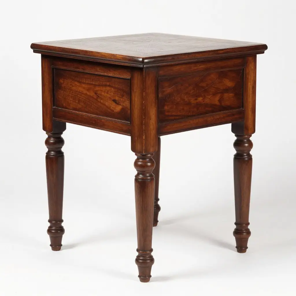 antique side table with turned legs
