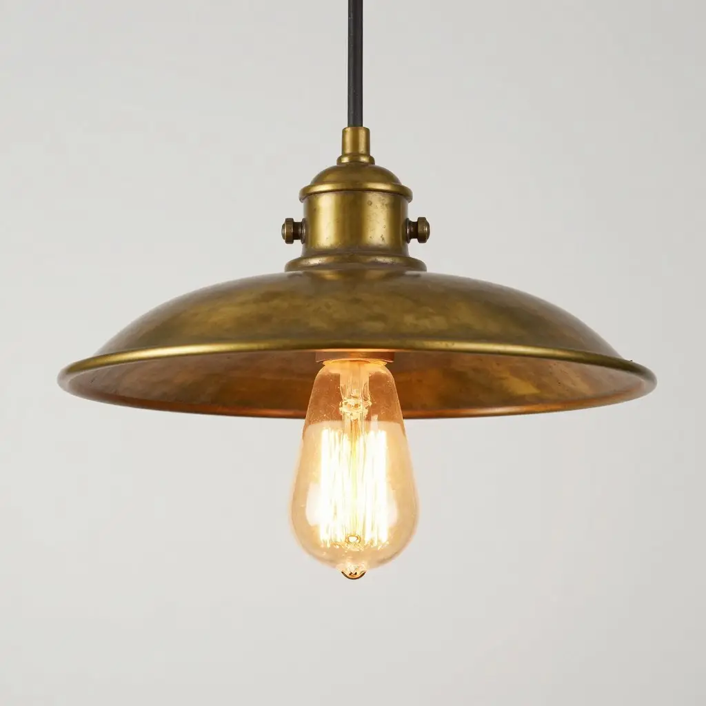 vintage brass pendant lamp with aged finish