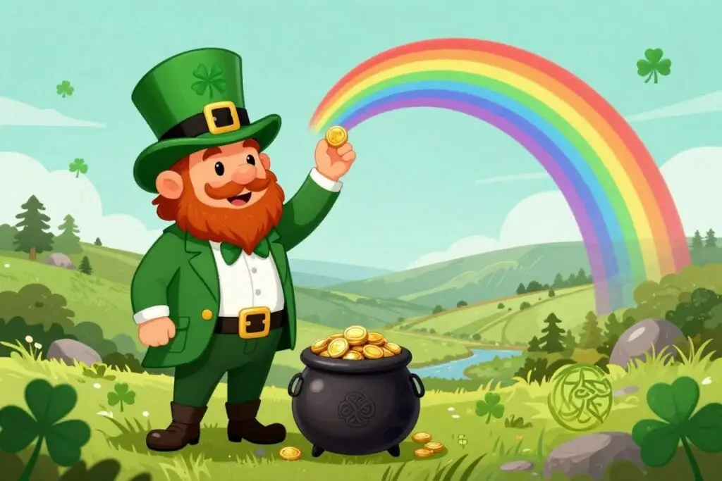 Artistic representation of Irish leprechaun folklore